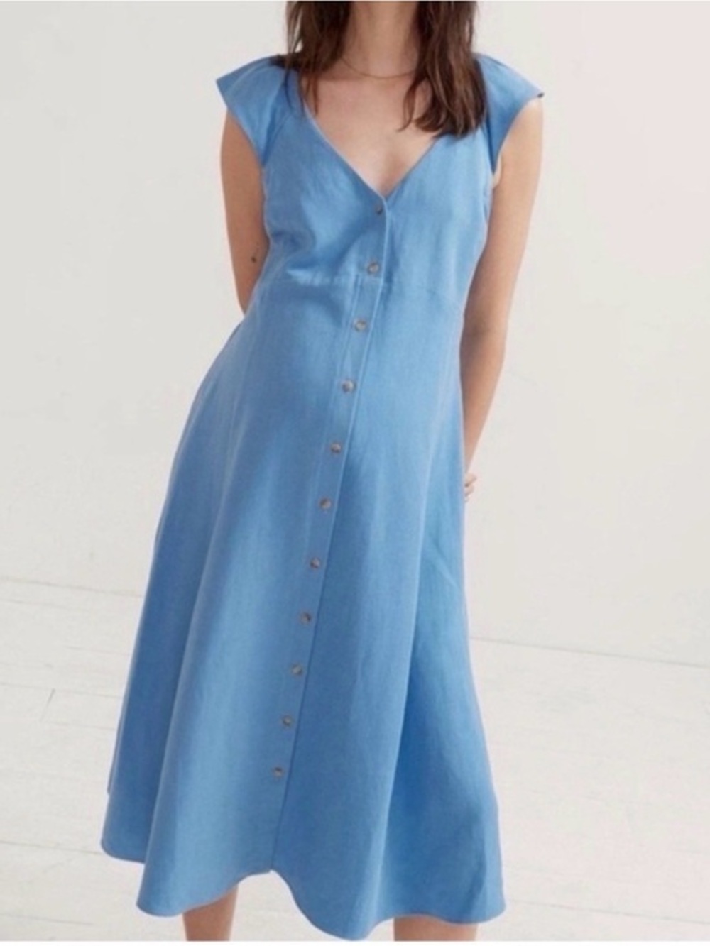 Hatch maternity Jules dress Niagara blue midi 0 xs